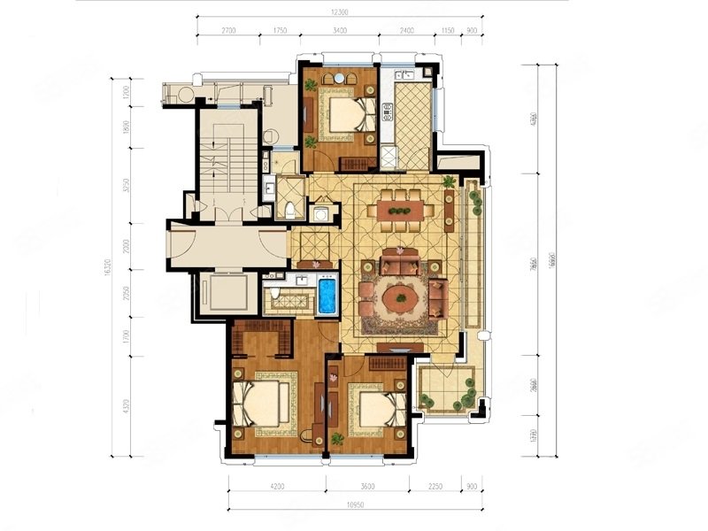 绿城兰园(公寓住宅)3室2厅2卫162.3㎡南北1200万