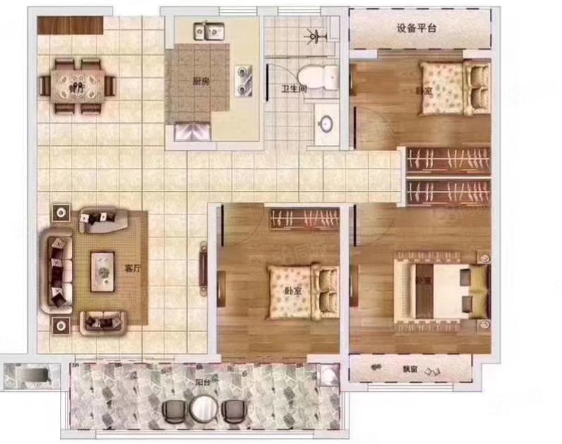 城际空间站博学院3室1厅1卫89㎡南北33万