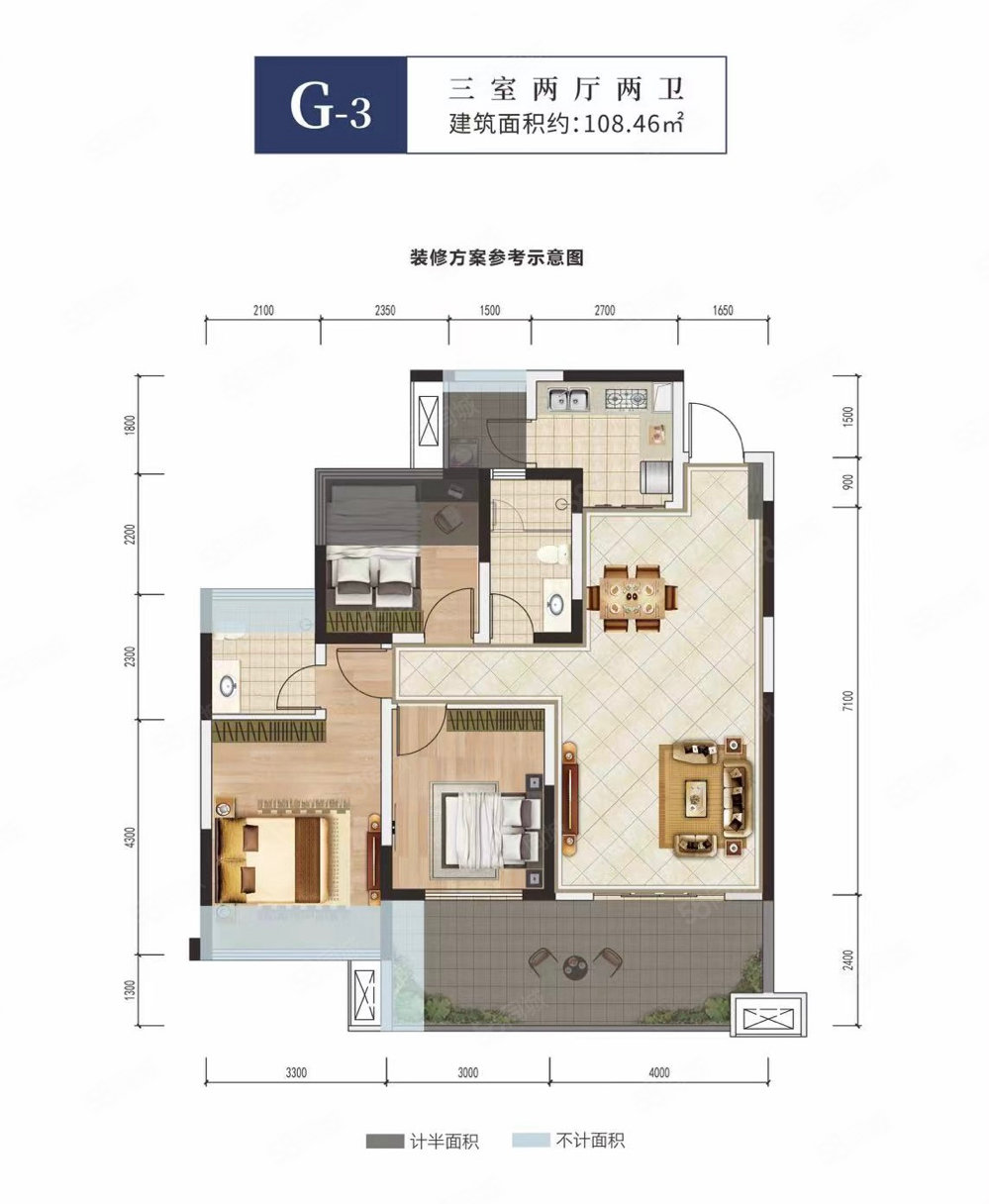 阳光金悦台3室2厅2卫108㎡南北38.16万