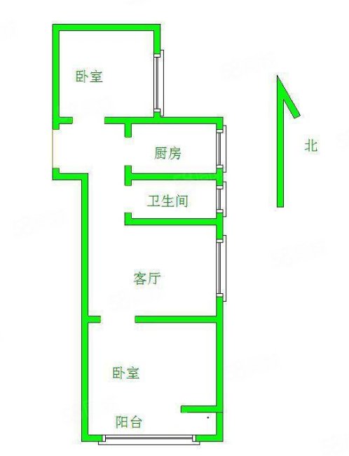 园林府邸2室1厅1卫80.5㎡南北62.8万