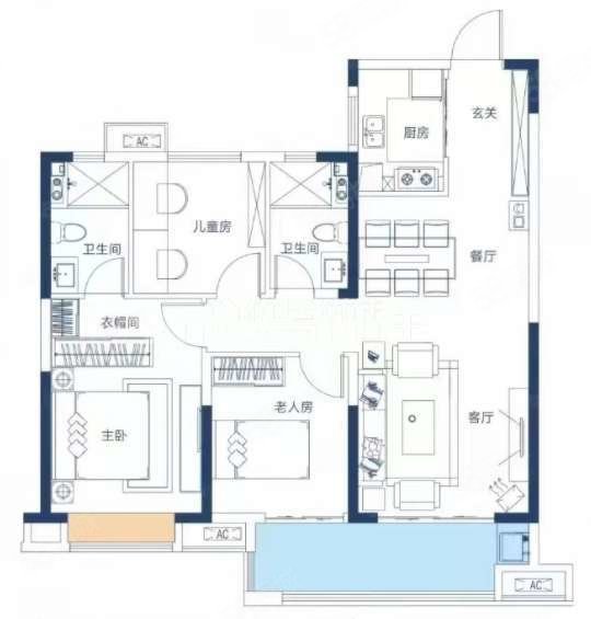 特变水木融城3室2厅1卫98.25㎡南60万