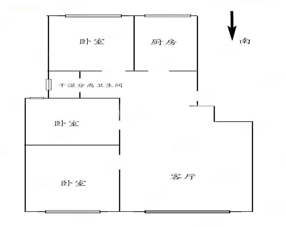 保利东郡3室2厅1卫89㎡南北73万