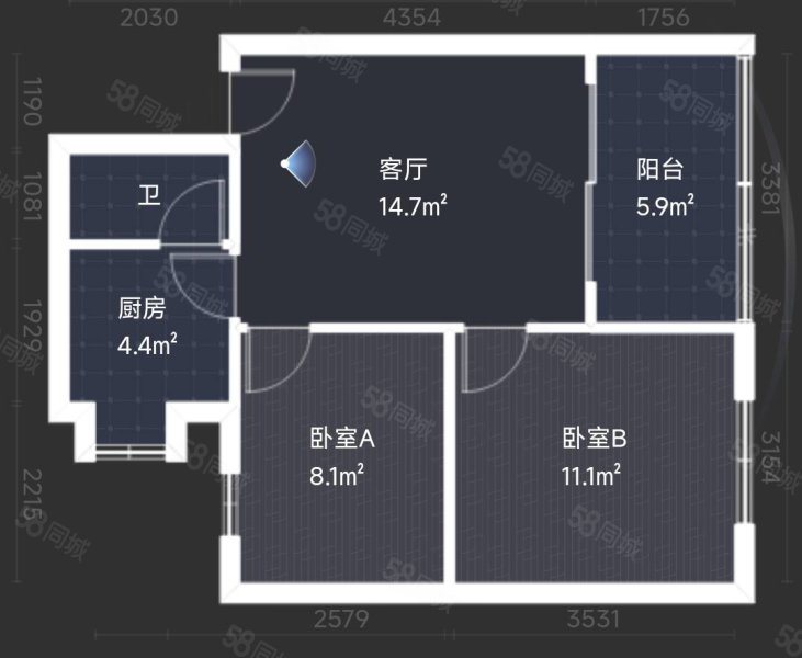 锦洲花园2室2厅1卫88㎡南北70.8万