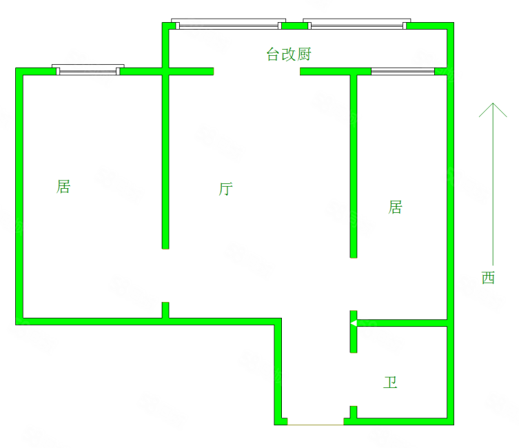 海建里双号2室1厅1卫74.21㎡南北220万