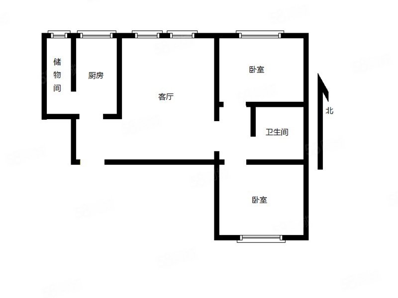 当代北辰悦MOMA2室1厅1卫87.4㎡南北269万