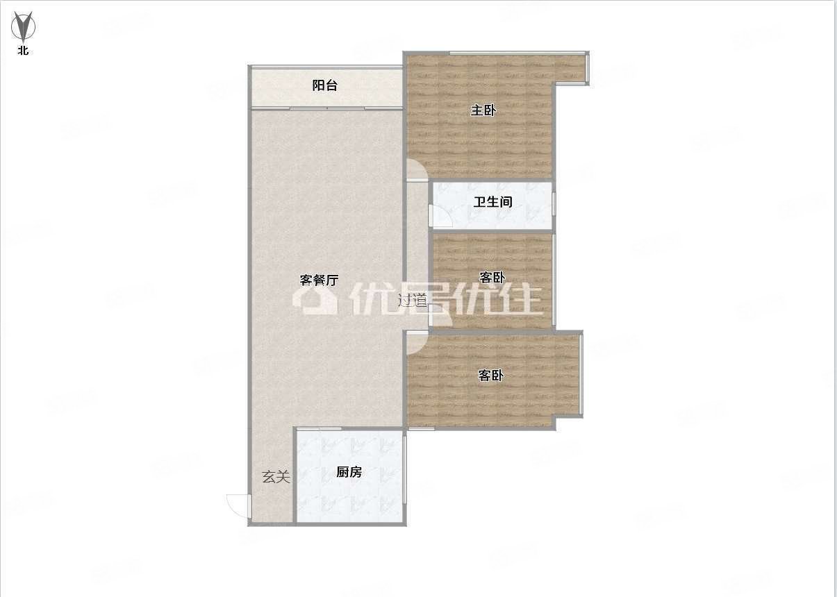 盛天果岭3室2厅2卫95.72㎡南85万