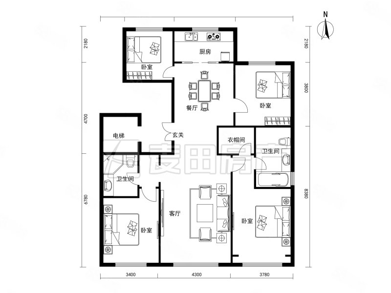 金茂逸墅4室2厅2卫150㎡南北1180万