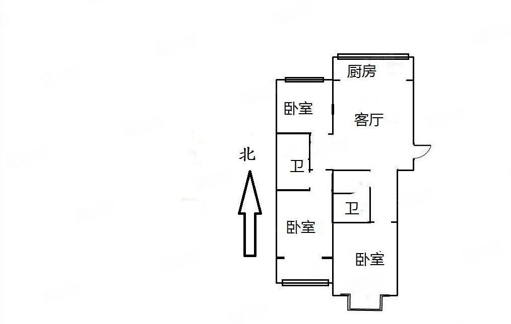 联邦名都(一期)3室1厅2卫119.08㎡南北196万