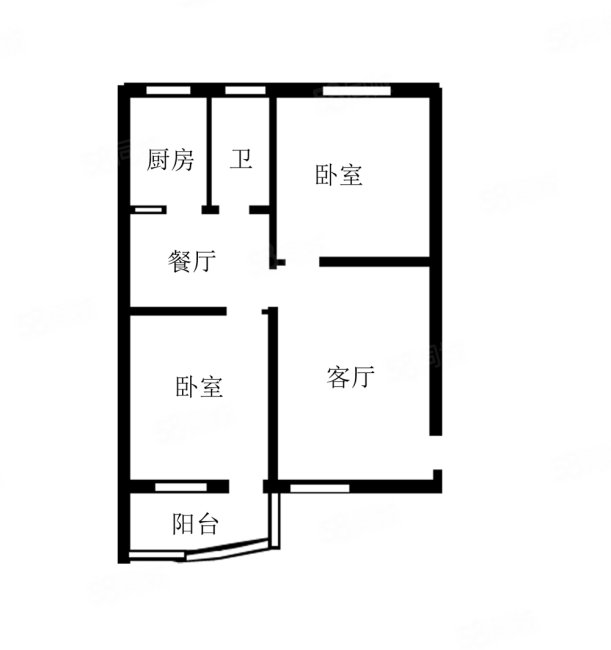 华颖花园2室2厅1卫70.51㎡南338万