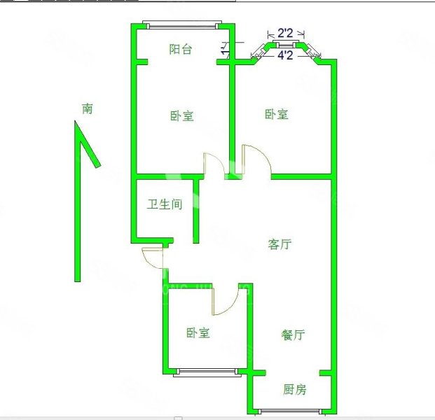 天河桐盛3室2厅1卫99.22㎡南北62万