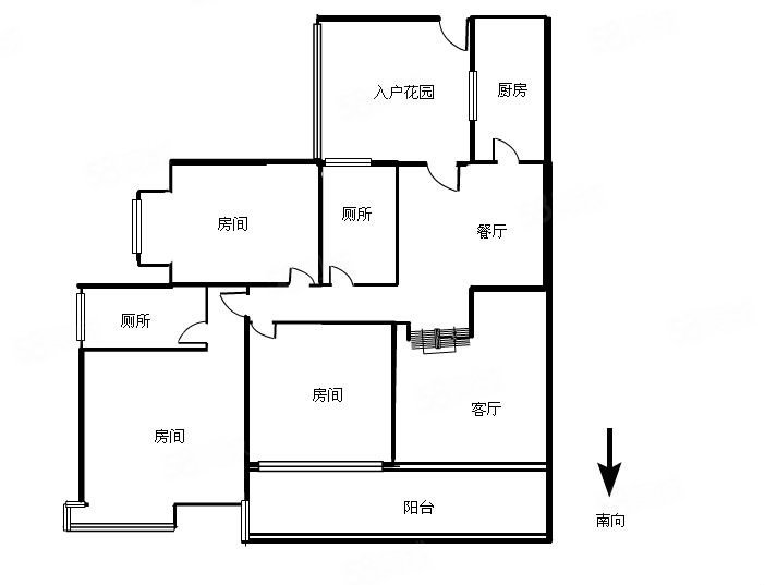 富力天河华庭3室2厅2卫124.46㎡南1490万