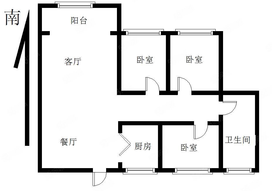 银基誉府3室2厅1卫91㎡南北71万