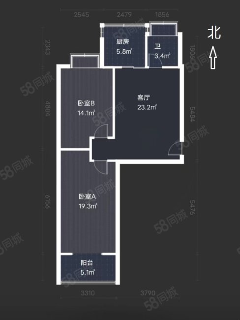 水勘院宿舍2室1厅1卫85.73㎡南北185万