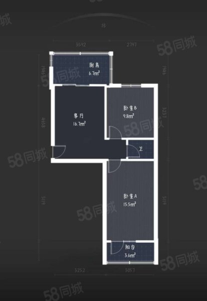 方新住宅南区2室2厅1卫66.75㎡南北75万