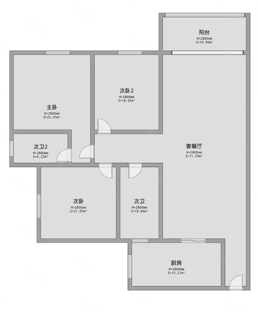 乐湾御府3室2厅2卫98㎡南北55万