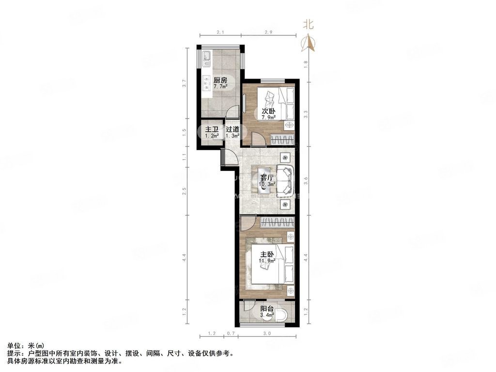 制锦市锦缠街小区2室1厅1卫55㎡南北65万