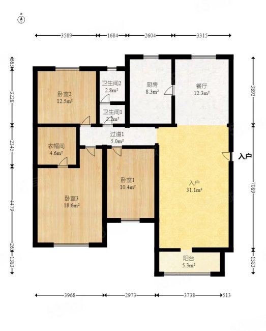 长房东郡3室2厅2卫121.6㎡南北160万