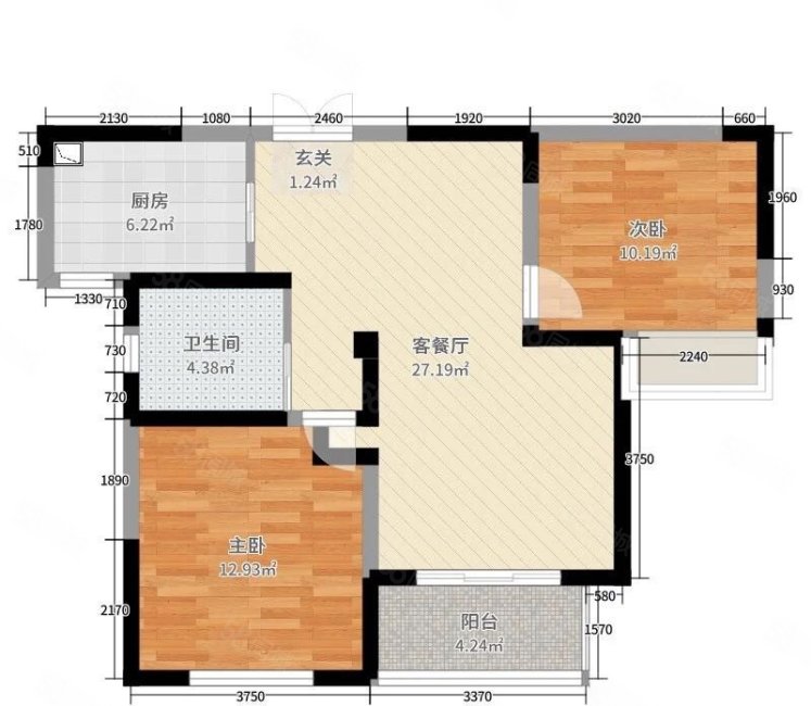 金明花园(二期)2室2厅1卫85㎡南北37万