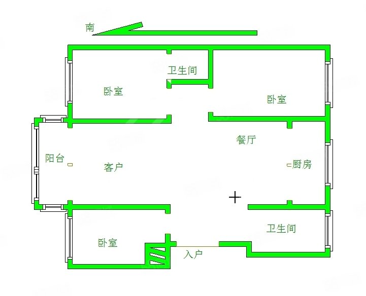 珠江花园3室2厅2卫146㎡南北78万