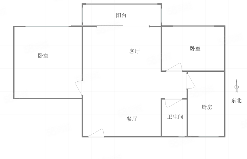 白鹤岭小区2室1厅1卫77㎡南北65万