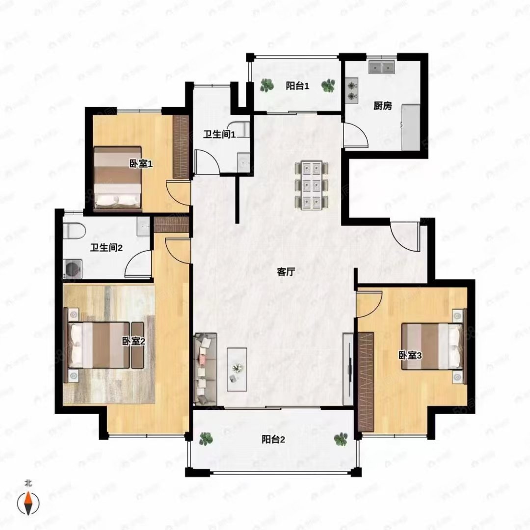 阳光城丽景湾plus3室2厅2卫126㎡南123万