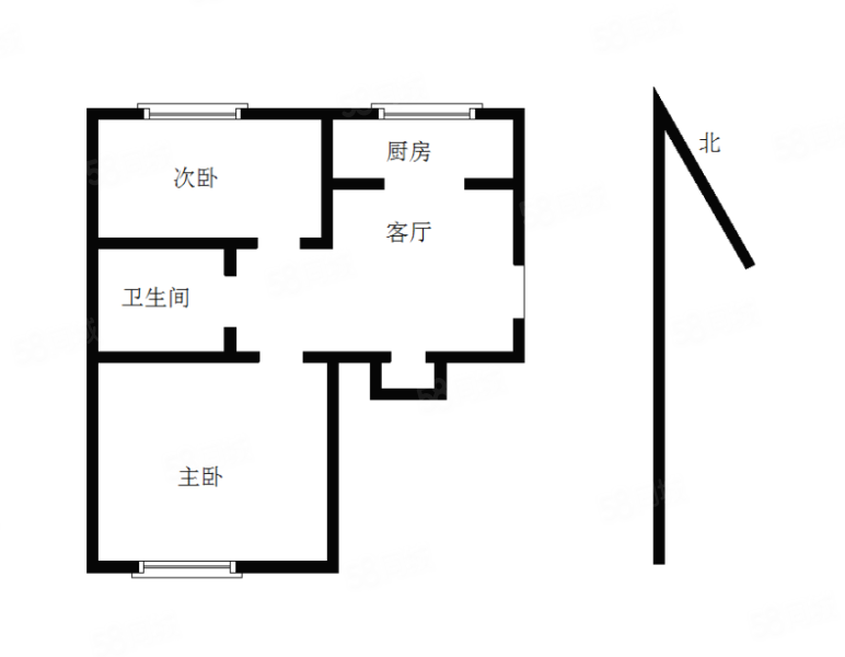 建新北一社区(建新北区)2室1厅1卫56.4㎡南北225万