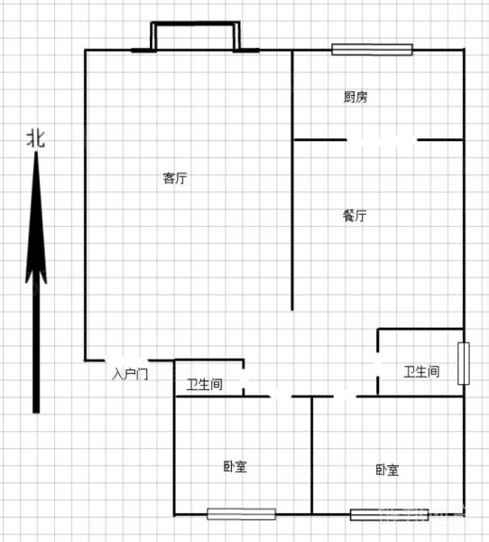 紫薇花园2室2厅2卫101.53㎡南北52万