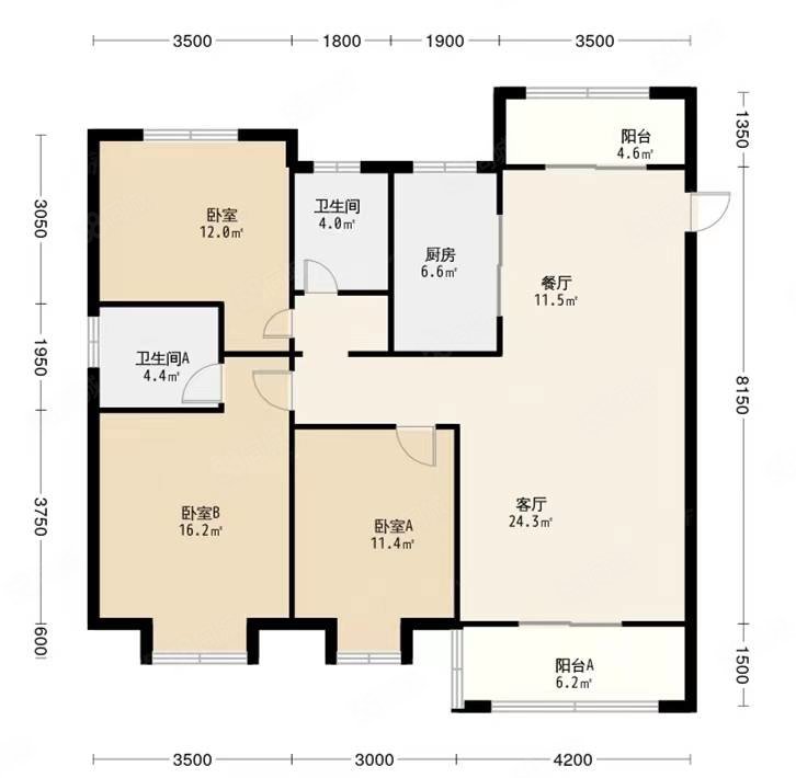 顺景国际广场3室2厅2卫135㎡南北62万