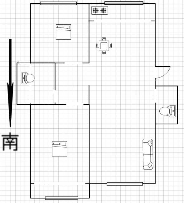 同煤新苑C区2室2厅2卫125㎡南北70万