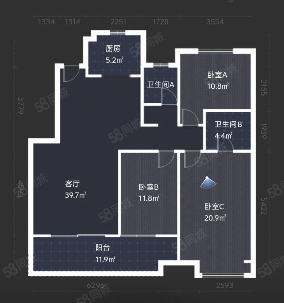 翡丽世家3室2厅2卫129㎡南北167万