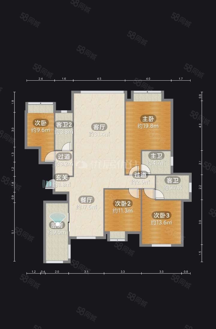 江南福地(一期)4室2厅3卫162㎡南北120万