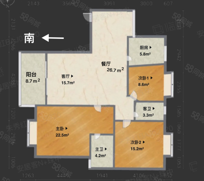 翡翠半岛名居3室2厅2卫123.8㎡南95万