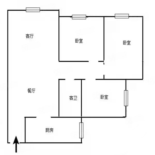 中坝德馨苑3室2厅2卫84㎡南北62万