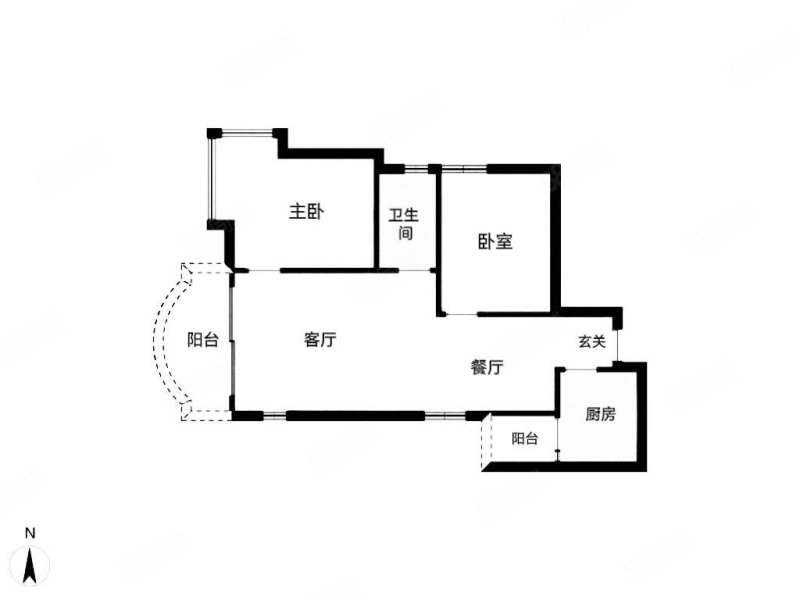 富力天朗明居2室2厅1卫78.25㎡南北398万