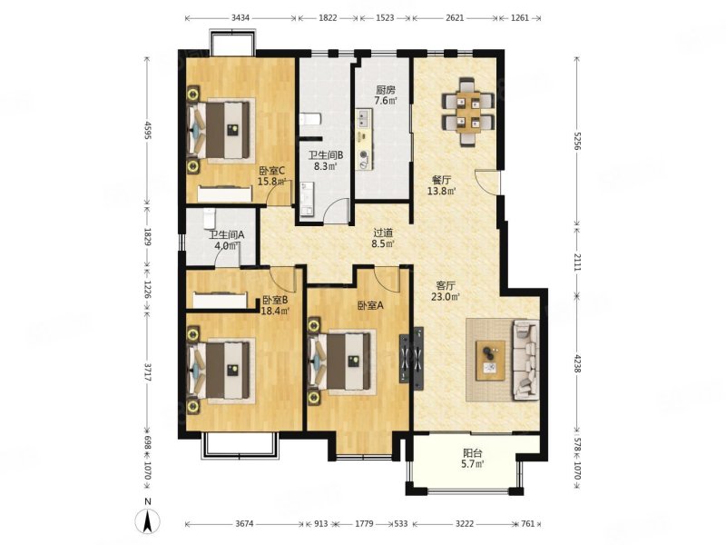 上河苑3室2厅2卫148.38㎡南910万