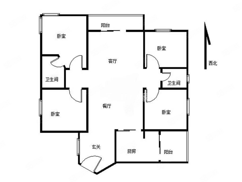 公园里4室2厅2卫125.68㎡西北320万