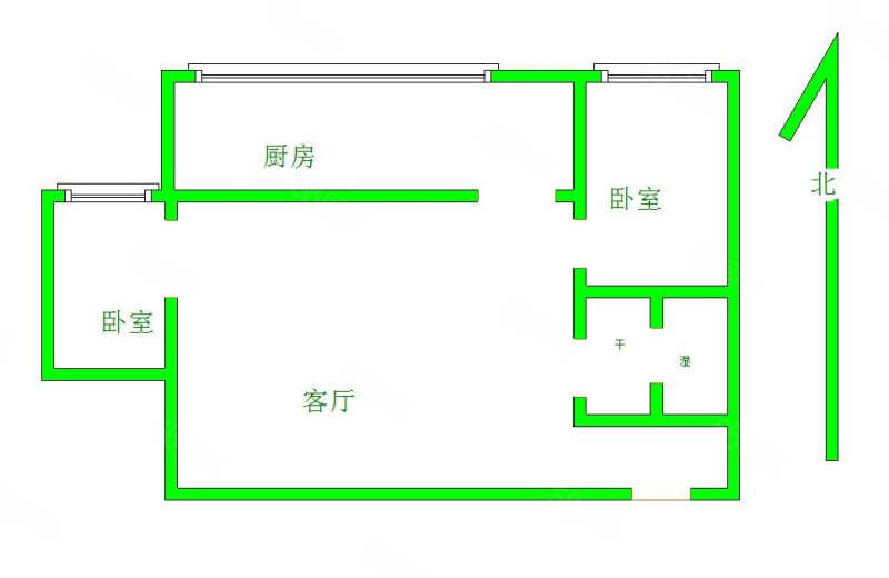 明天广场2室1厅1卫80㎡南北50万