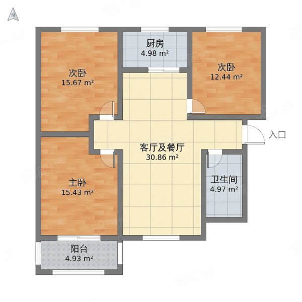 万科金色梦想3室2厅1卫90㎡南北108万