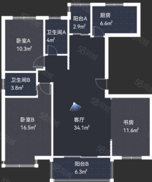 都市森林(一期)3室2厅2卫121.35㎡南北385万