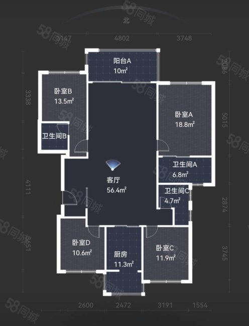 保利天空之城泊院4室2厅2卫164.46㎡南380万