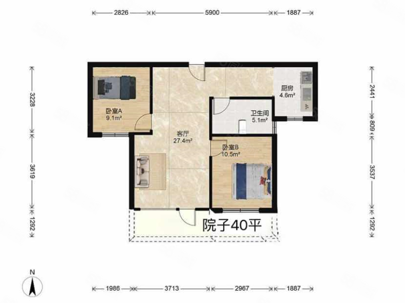 远洋荣域2室2厅1卫83.03㎡南139万