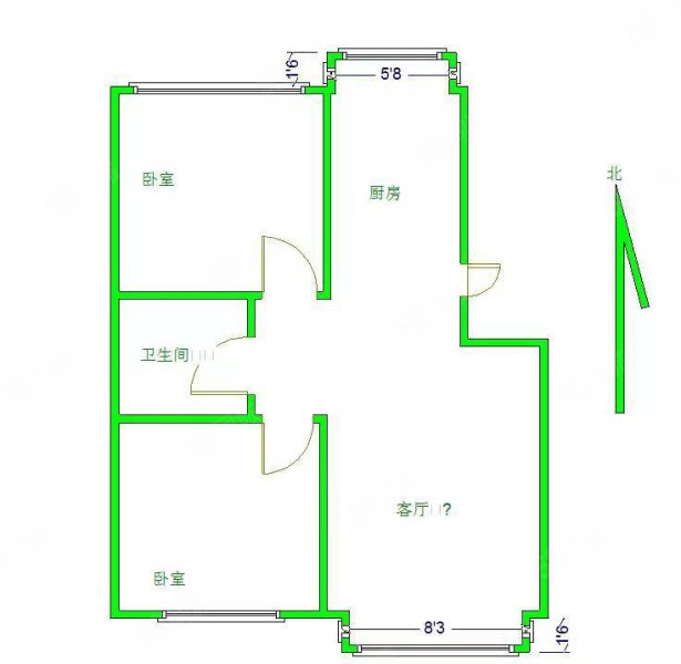 欧艺家园翡翠苑2室2厅1卫103㎡南北58万