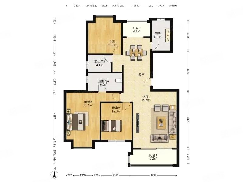 怡和花园3室2厅2卫137.42㎡南北760万