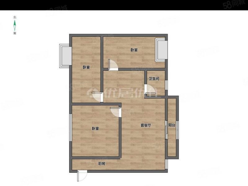 金龙公寓3室1厅1卫85㎡南47.5万