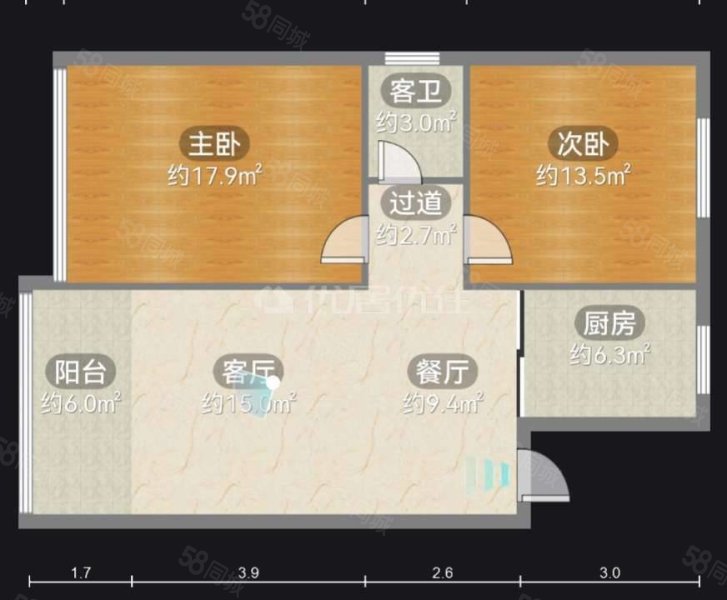 晒田巷小区2室2厅1卫84㎡南北56.8万