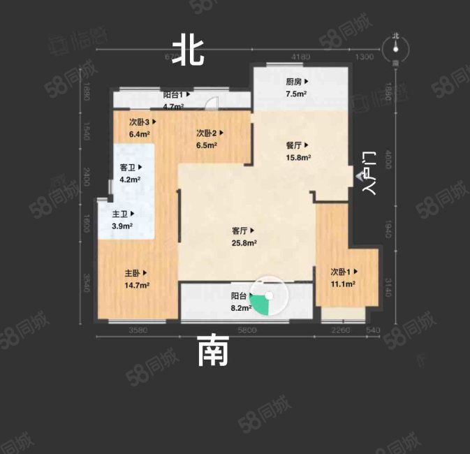 雅戈尔江上4室2厅2卫125㎡南378万