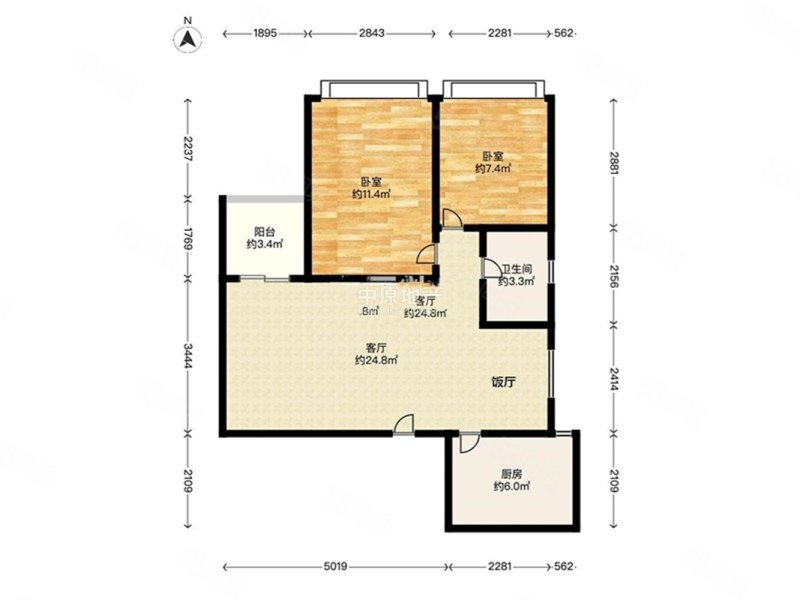 骏景花园2室2厅1卫74㎡南338万