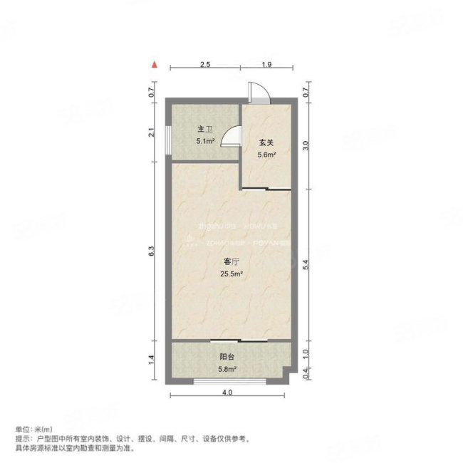 路劲御景城1室1厅1卫49.59㎡南北53万