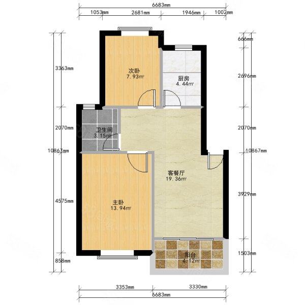 西郊九韵城2室1厅1卫72㎡南400万