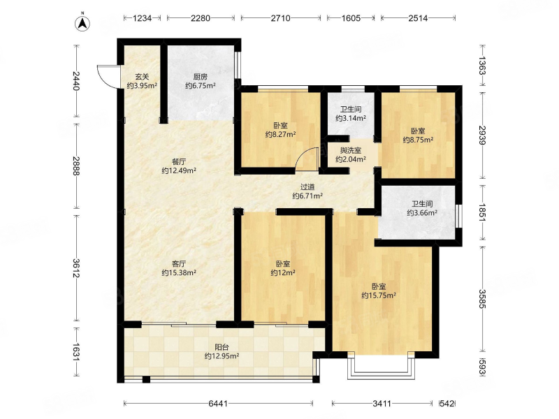 新城桃李郡4室2厅2卫136.52㎡南北220万